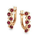 Серьги с английским замком из красного золота с рубинами
