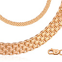 Браслет автомат из красного золота, плетение якорная четырехрядная бисмарк