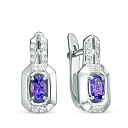 Серьги из белого золота с бриллиантами, танзанитами
