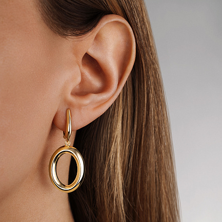 Серьги с английским замком из желтого золота