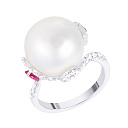 Кольцо из белого золота с бриллиантами, жемчугом