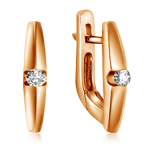 Серьги с английским замком из красного золота с бриллиантами