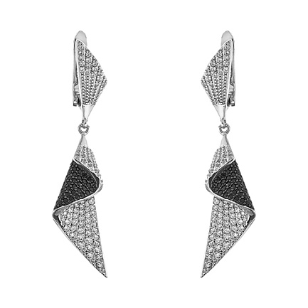 Серьги с английским замком из серебра с фианитами