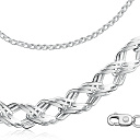 Цепь автомат из серебра, плетение тройной ромб