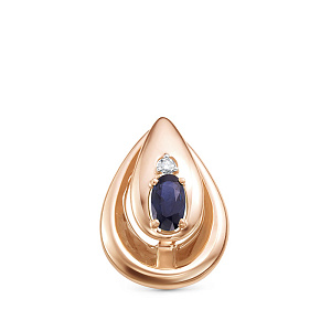 Подвеска из красного золота с бриллиантом, сапфиром