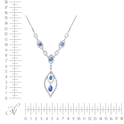 Колье из белого золота с бриллиантами, сапфирами