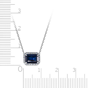 Колье из белого золота с бриллиантами, сапфиром, плетение якорное