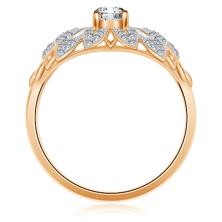 Кольцо из красного золота с фианитом