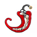 Брошь из серебра с перидотом, эмалью