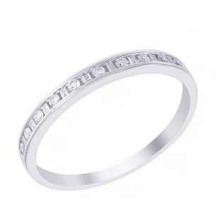 Кольцо обручальное из белого золота с бриллиантами