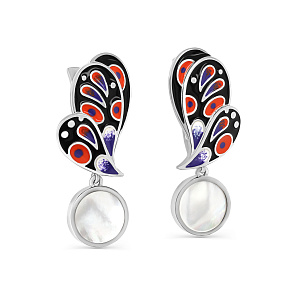 Серьги с английским замком из серебра с перламутром