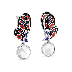 Серьги с английским замком из серебра с перламутрами