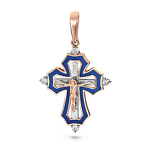 Крест из красного золота с бриллиантами