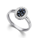 Кольцо из белого золота с бриллиантами, сапфиром