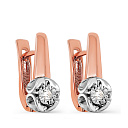 Серьги с английским замком из красного золота с бриллиантами