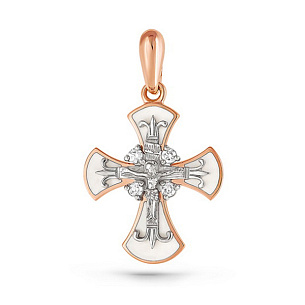 Крест из красного золота с бриллиантами