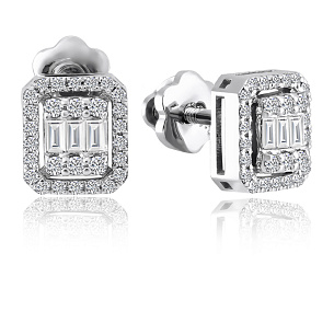 Серьги из белого золота с бриллиантом