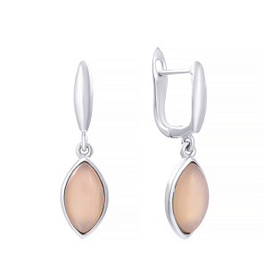 Серьги с английским замком из серебра с лунным