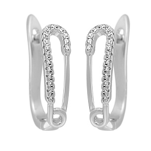 Серьги с английским замком из серебра с фианитами