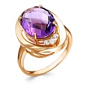 Кольцо из красного золота с бриллиантами, аметистом