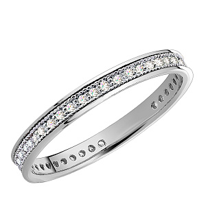 Кольцо обручальное из белого золота с бриллиантами