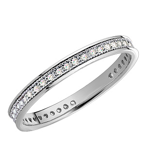 Кольцо обручальное из белого золота с бриллиантом