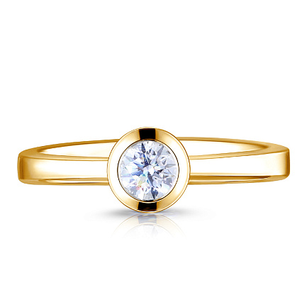 Кольцо помолвочное из желтого золота с бриллиантом