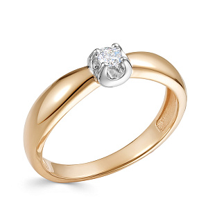 Кольцо из красного золота с бриллиантом