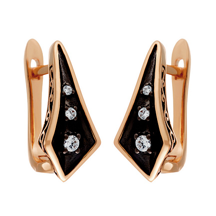 Серьги с английским замком из серебра с фианитами