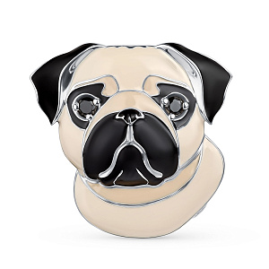 Брошь из серебра с фианитом, эмалью