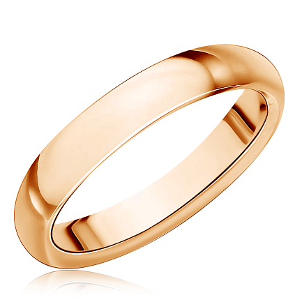 Кольцо обручальное гладкое из красного золота