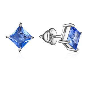 Пусеты из серебра с кварцем