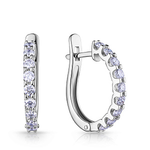 Серьги с английским замком из белого золота с бриллиантами