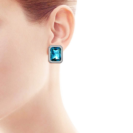 Серьги с английским замком из белого золота с бриллиантами