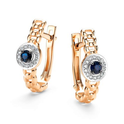 Серьги с английским замком из красного золота с бриллиантами
