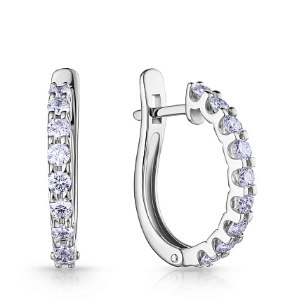 Серьги с английским замком из белого золота с бриллиантами