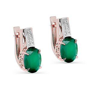 Серьги с английским замком из красного золота с бриллиантами