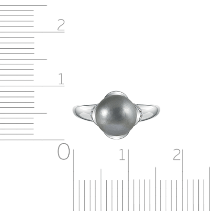 Кольцо из серебра с жемчугом, фианитами