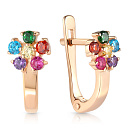 Серьги детские из красного золота с фианитами