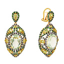 Серьги из желтого золота с бриллиантами, перидотами