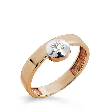 Кольцо из красного золота с бриллиантом