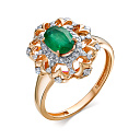 Кольцо из красного золота с бриллиантами, изумрудом