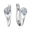 Серьги с английским замком из белого золота с бриллиантами