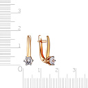 Серьги с английским замком из красного золота с фианитом