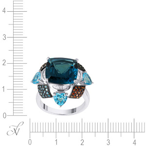 Кольцо из белого золота с бриллиантами, топазом