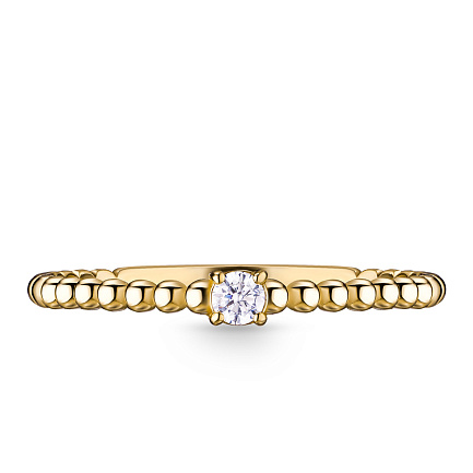 Кольцо из желтого золота с фианитом