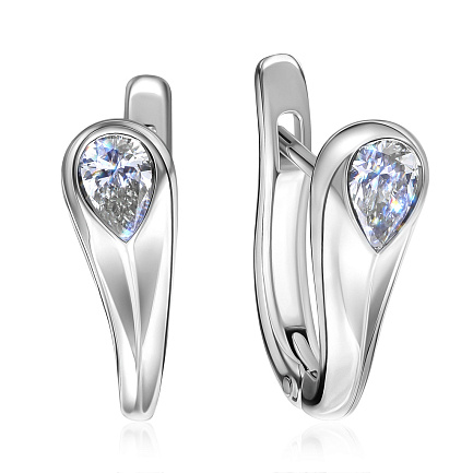 Серьги с английским замком из белого золота с бриллиантами