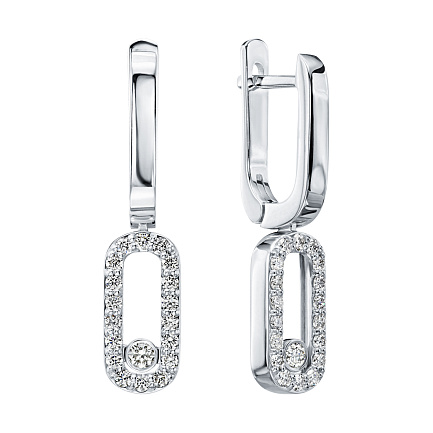 Серьги с английским замком из белого золота с бриллиантами