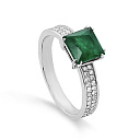 Кольцо из белого золота с бриллиантами, изумрудом