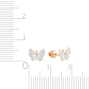 Серьги детские из красного золота с фианитом